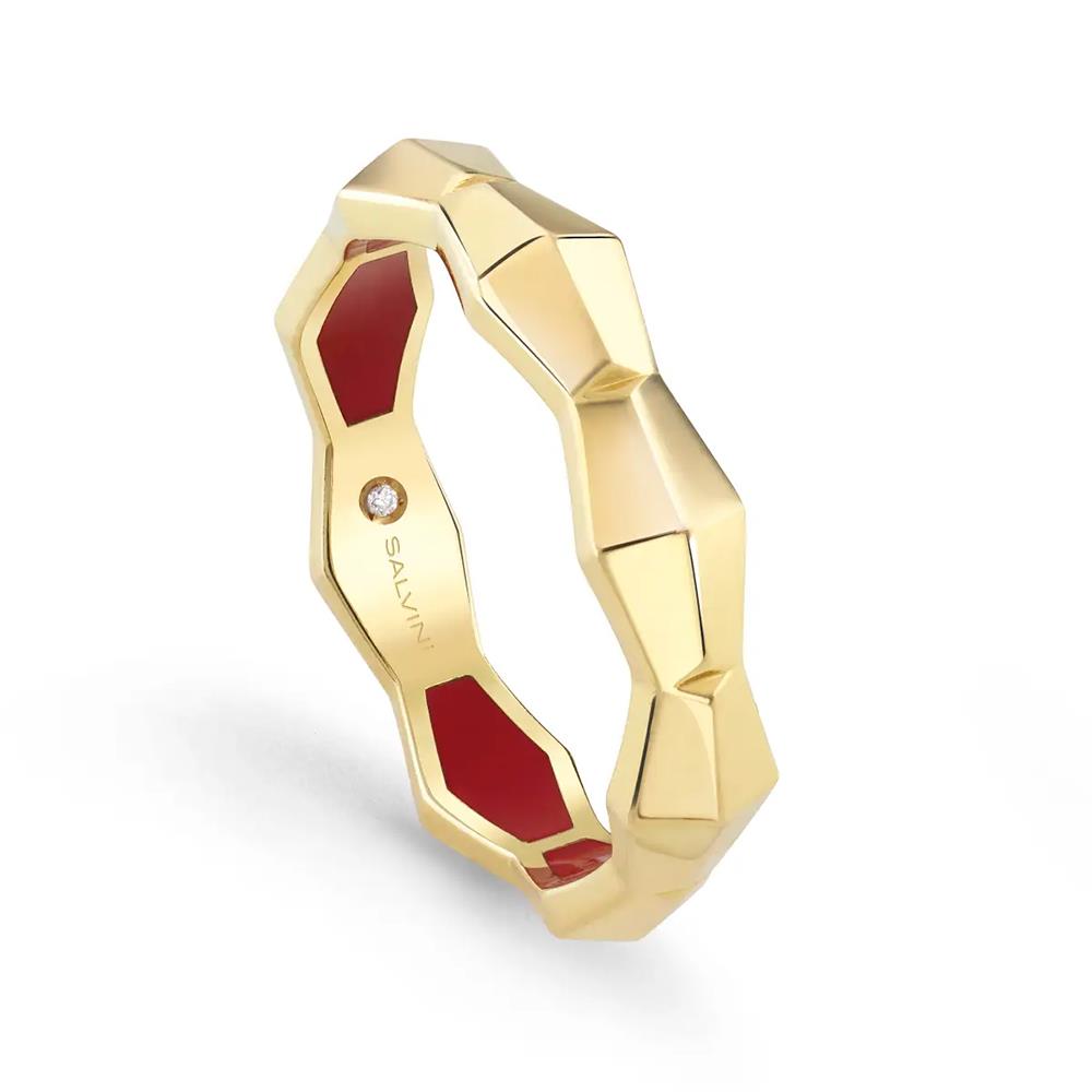 Anello Salvini Eva Oro Giallo Hybrid Ceramic Rossa, 4,30 mm