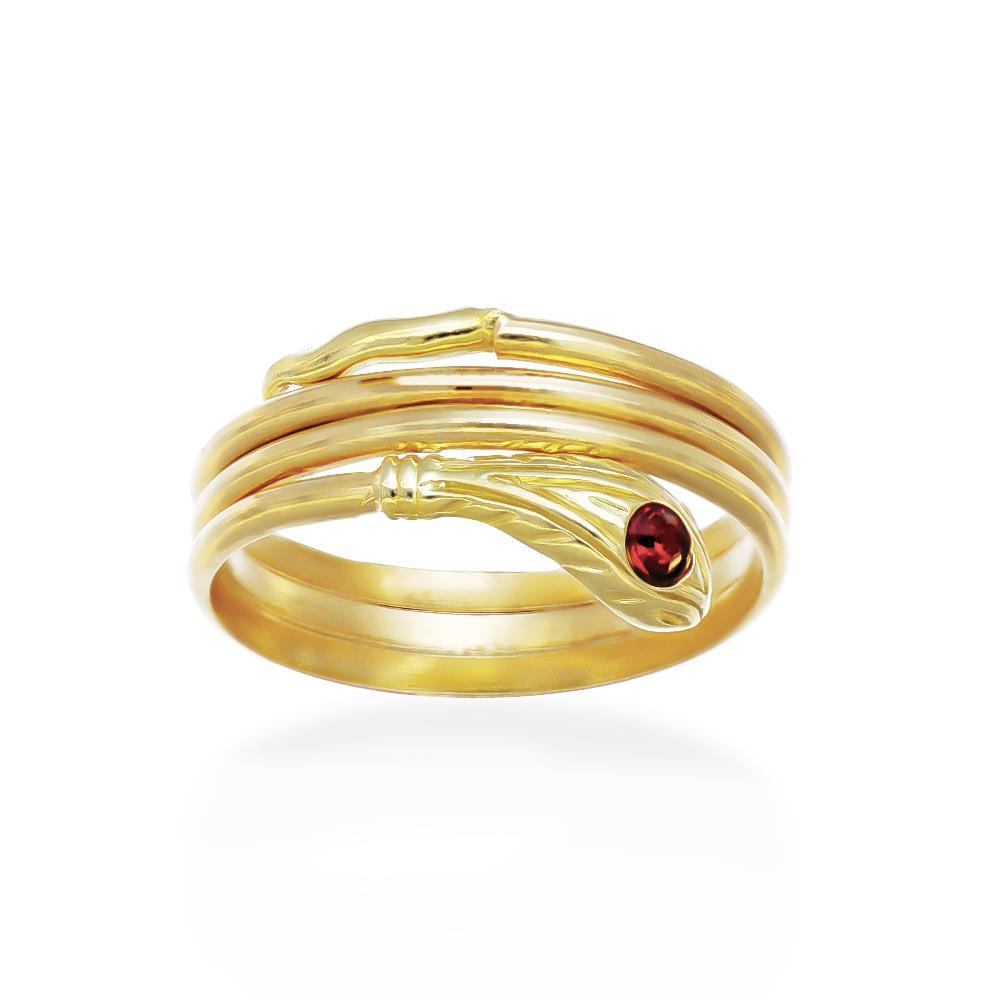 Anello Serpente in Oro Giallo 18 Kt con Cubic Rubino