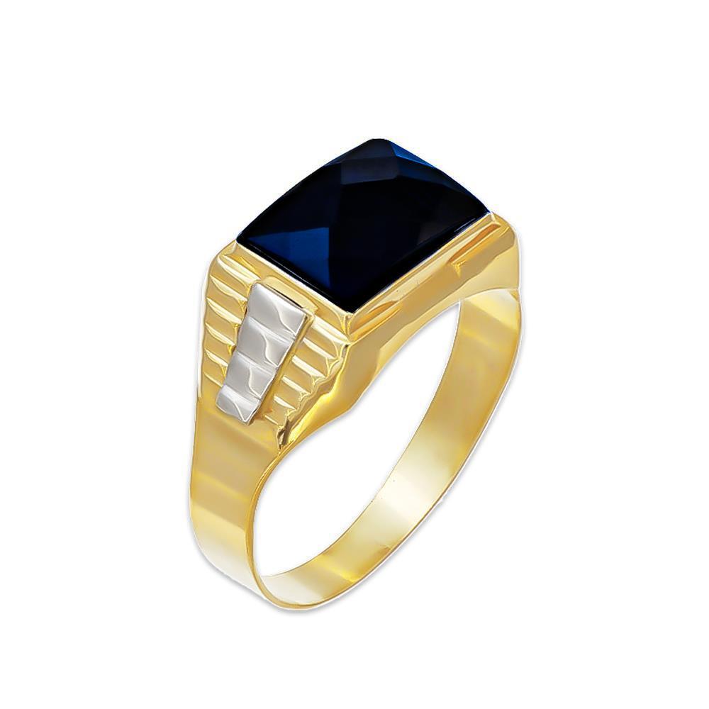 Anello Sigillo Uomo in Oro Giallo e Bianco 18 Kt con Lapislazzulo