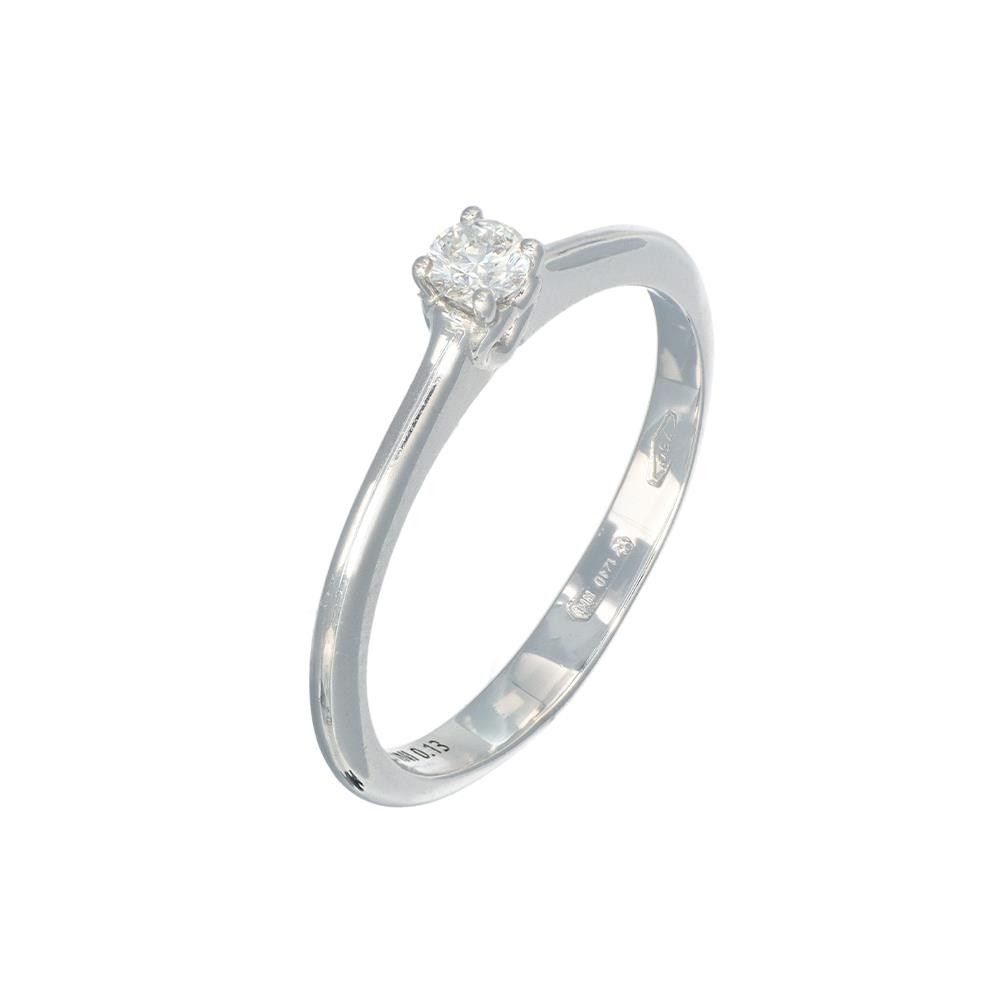 Anello Solitario in Oro Bianco 18 Kt con Diamante 0,13 ct.