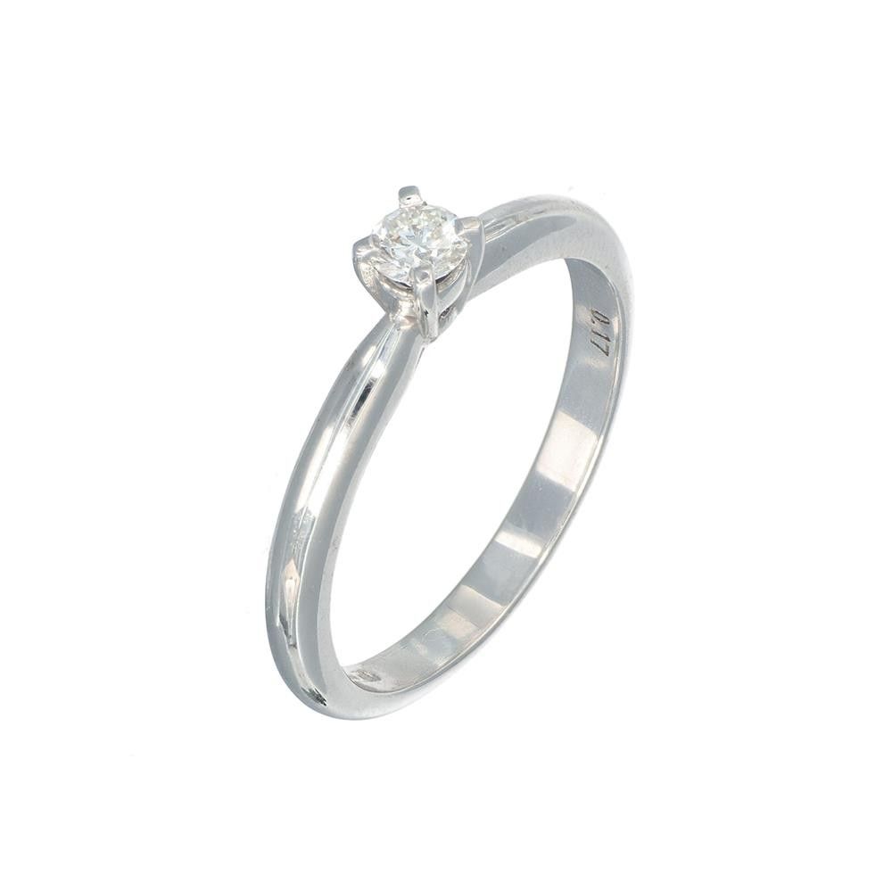 Anello Solitario in Oro Bianco 18 Kt con Diamante 0,17 ct.