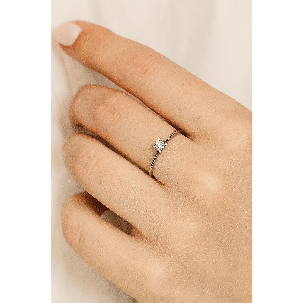 Anello Solitario in Oro Bianco 18 Kt e Diamante