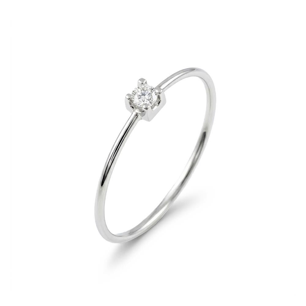 Anello Solitario in Oro Bianco 18 Kt e Diamante