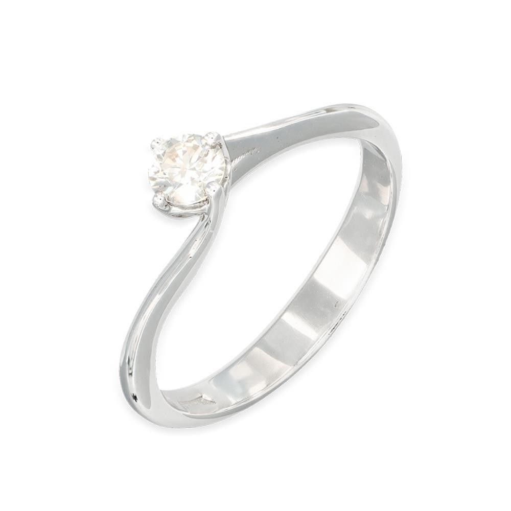 Anello Solitario in Oro Bianco 18 Kt e Diamanti