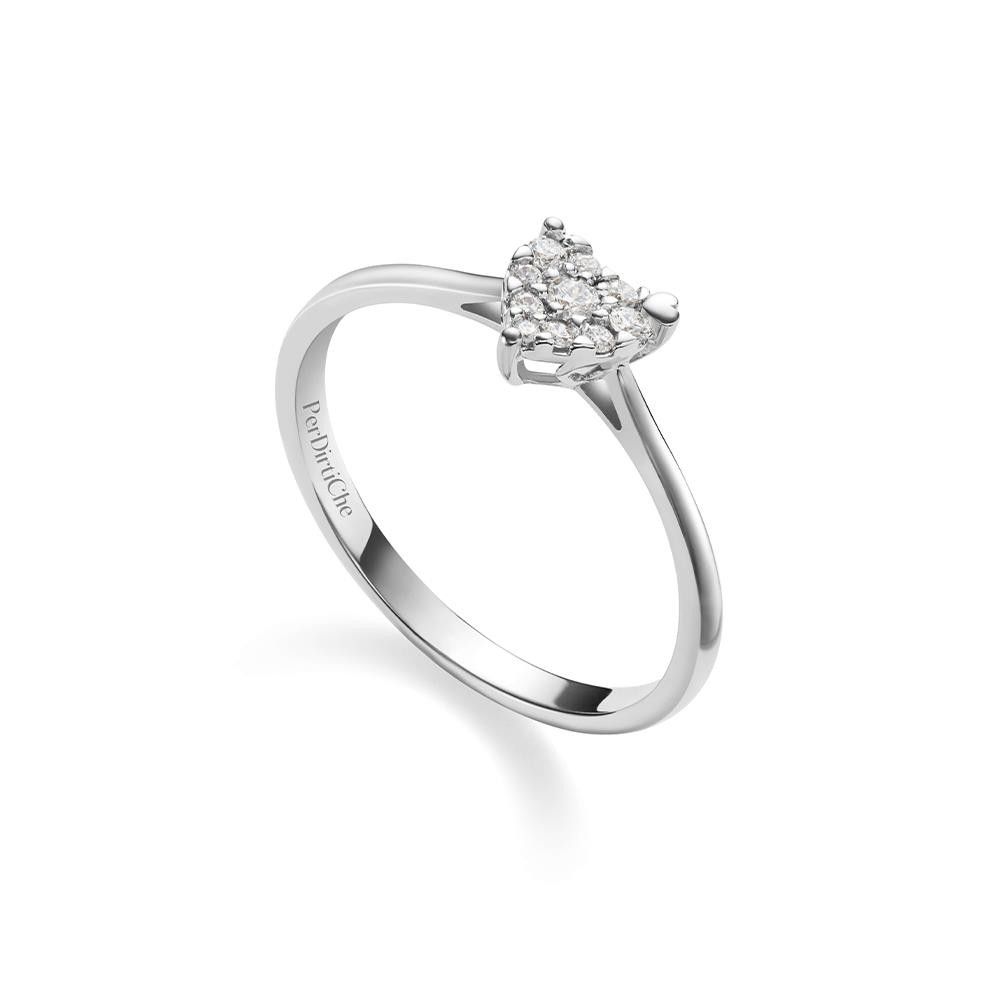 Anello Solitario Infinito Cuore in Oro Bianco 18 Kt e Diamanti 0,13 ct.