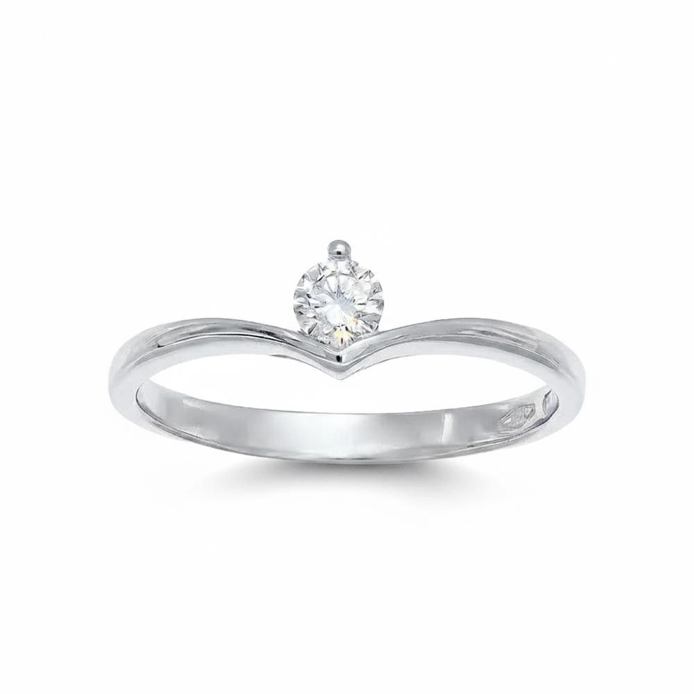 Anello Solitario "Shine" in Oro Bianco 18 Kt e Diamante