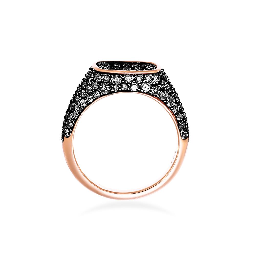 Anello Songa Chevaleir in Oro Rosa 18 Kt e Pavè di Diamanti Neri