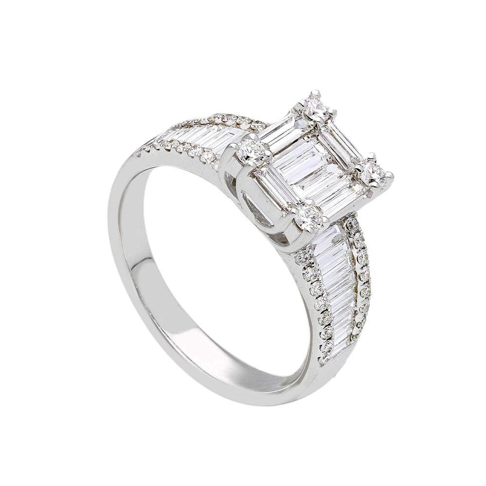 Anello Songa Fantasia in Oro Bianco 18 Kt e Diamanti