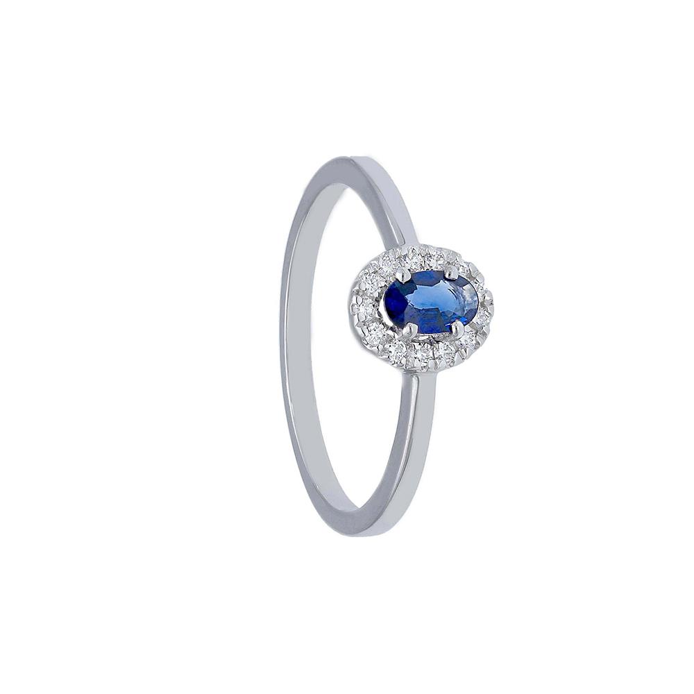 Anello SONGA in Oro Bianco 18 Kt Zaffiro Blu e Diamanti