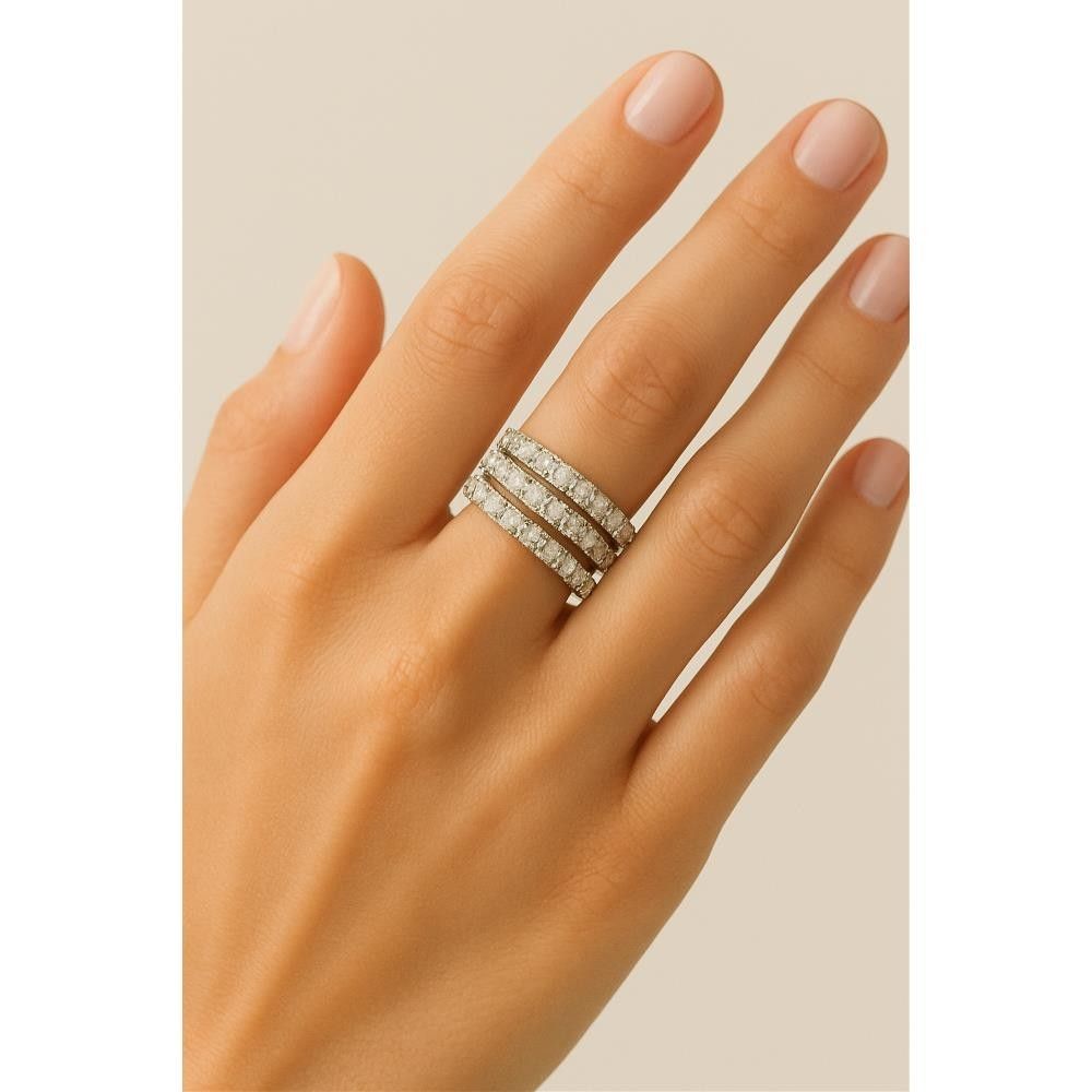 Anello Spirale in Oro Bianco 18 Kt e Cubic Bianca