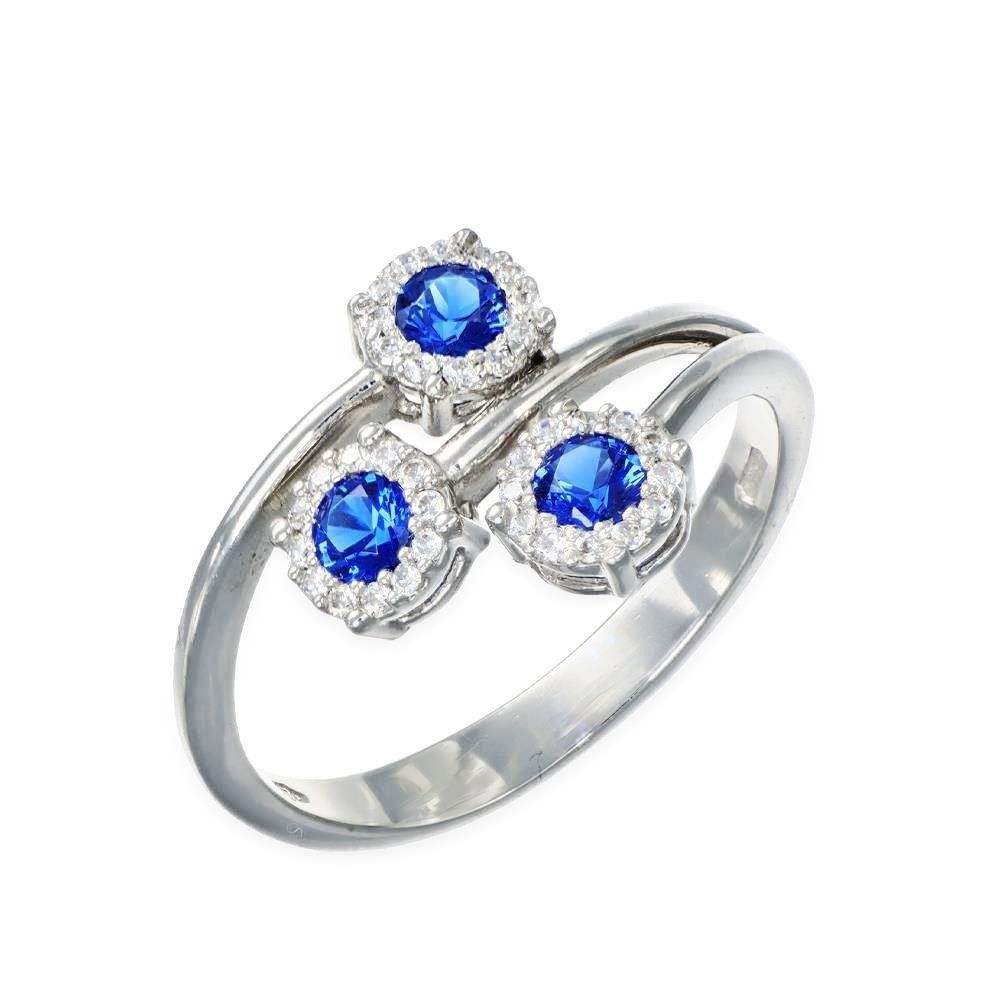 Anello Trilogy In Oro Bianco 18 Kt e Cubic