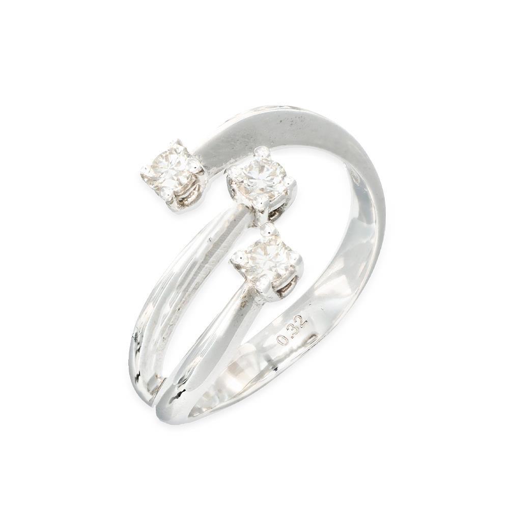 Anello Trilogy in Oro Bianco 18 Kt e Diamanti