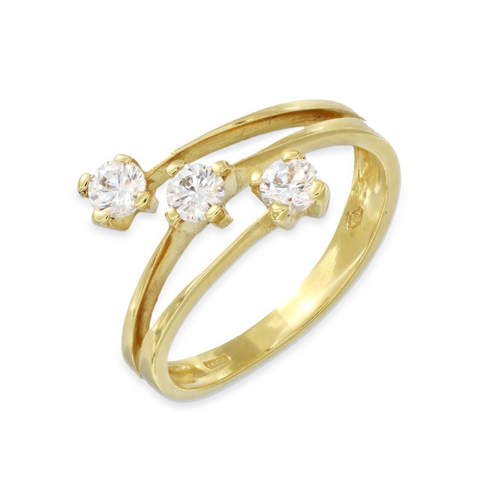 Anello Trilogy in Oro Giallo 18 Kt e Cubic Bianca