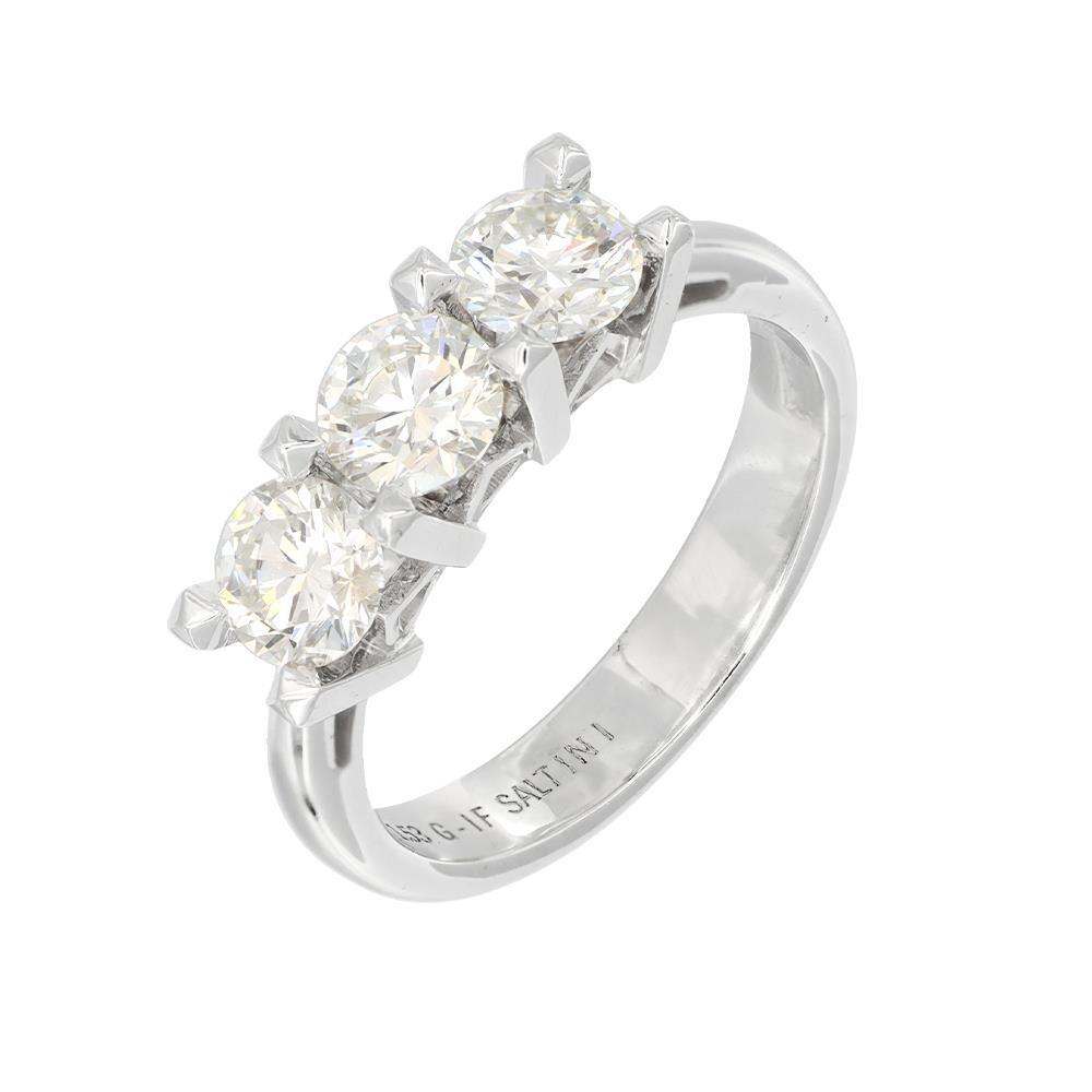 Anello Trilogy Prisma in Oro Bianco 18 Kt e Diamanti