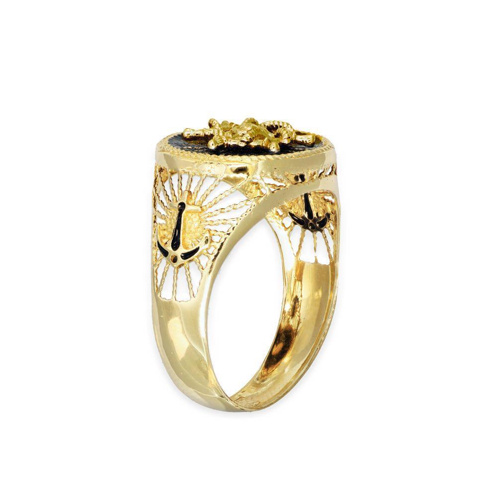 Anello Uomo con Timone in Oro Giallo 18 Kt
