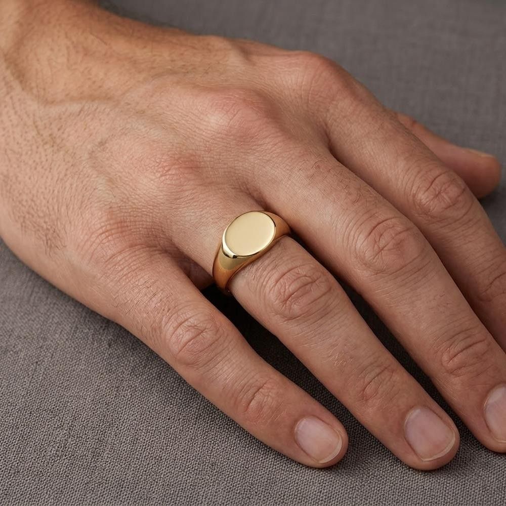 Anello Uomo in Oro Giallo 18 Kt Ellisse