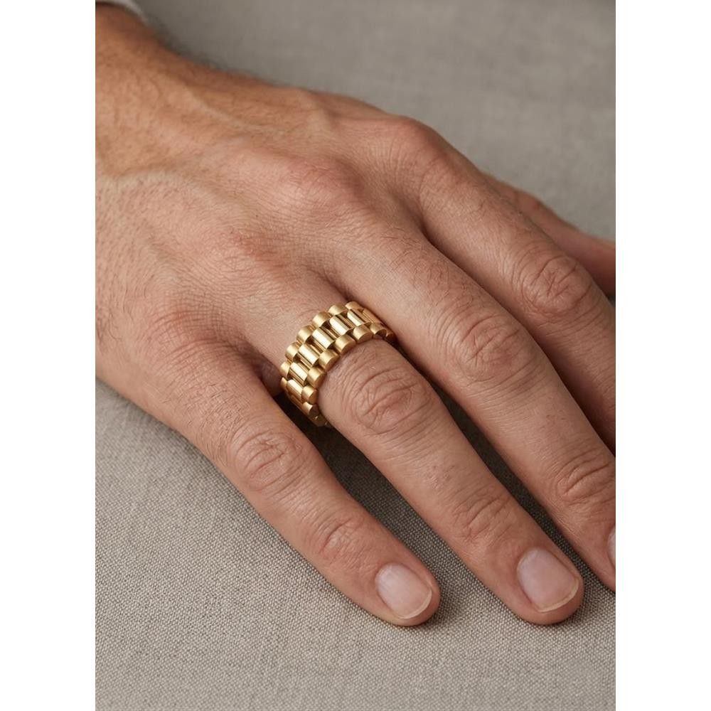 Anello Uomo Maglia Morbida in Oro Giallo 18 Kt