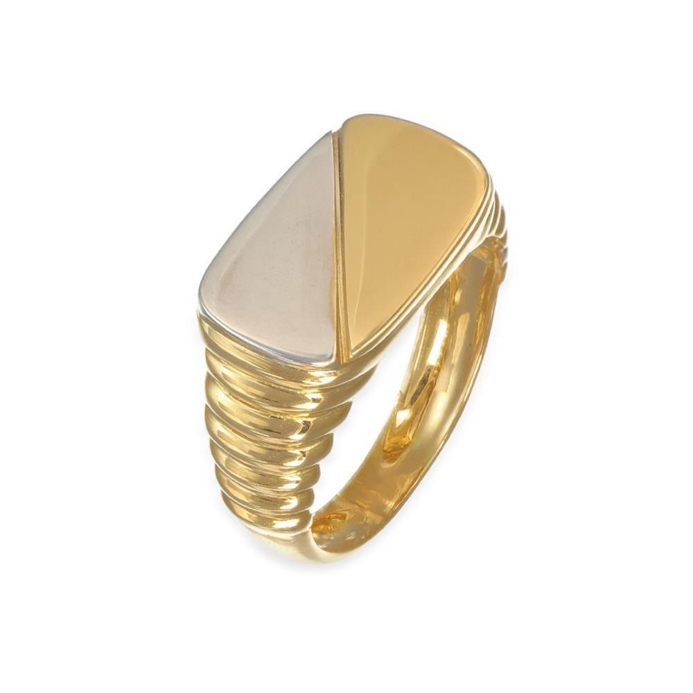 Anello Uomo Sigillo in Oro Giallo e Bianco 18 Kt Bicolore