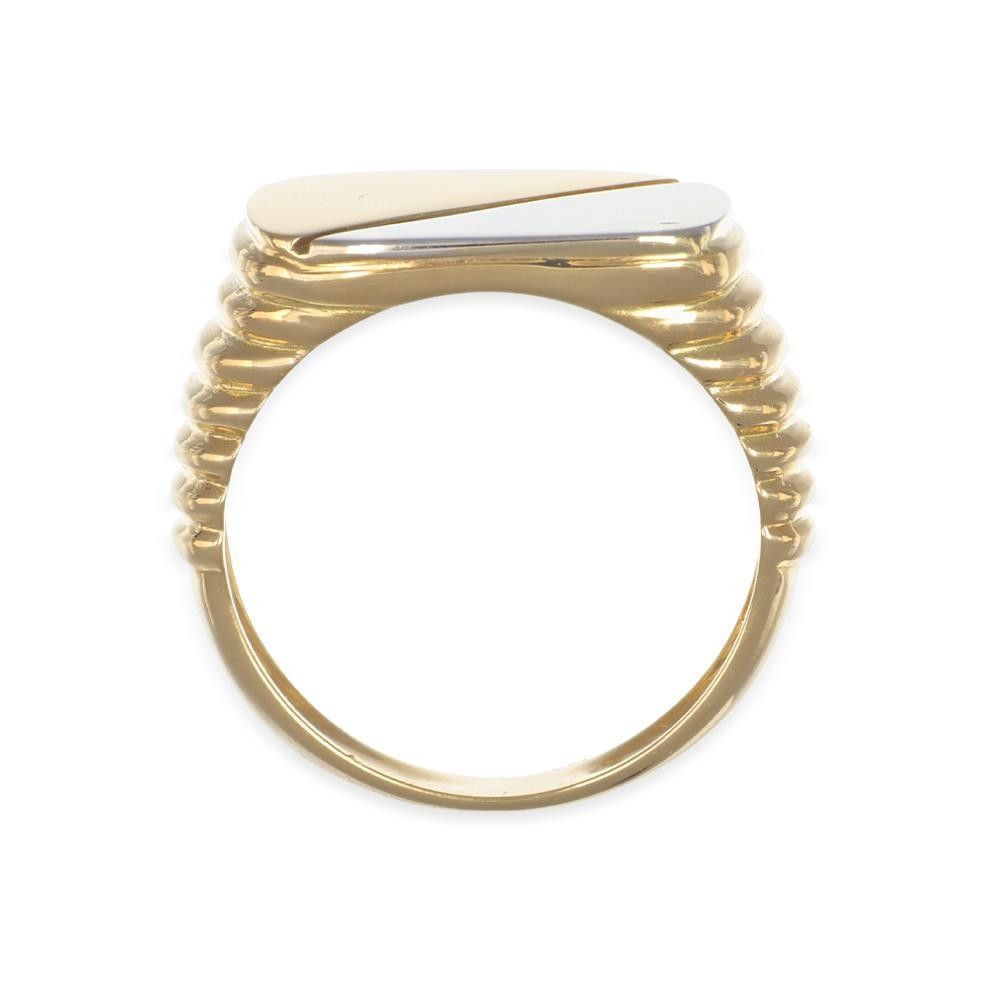 Anello Uomo Sigillo in Oro Giallo e Bianco 18 Kt Bicolore