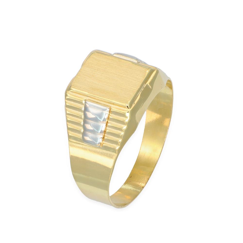 Anello Uomo Sigillo in Oro Giallo e Bianco 18 Kt