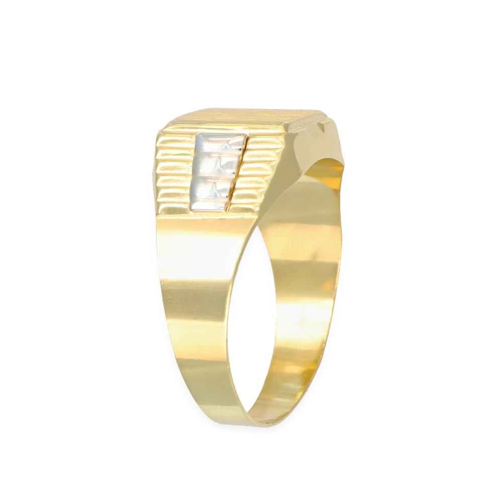 Anello Uomo Sigillo in Oro Giallo e Bianco 18 Kt