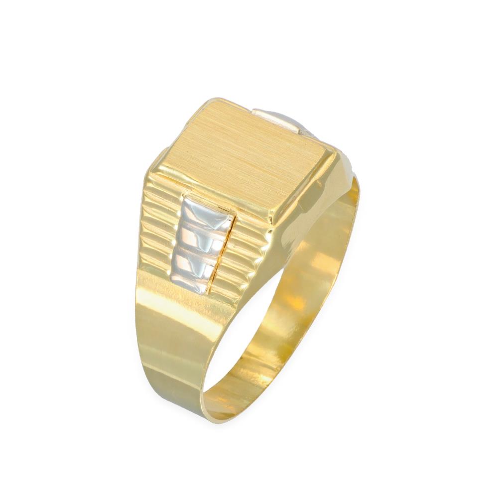 Anello Uomo Sigillo in Oro Giallo e Bianco 18 Kt