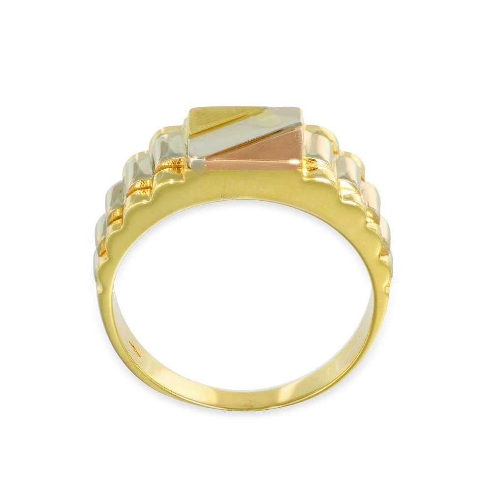 Anello Uomo Sigillo in Oro Giallo e Bianco e Rosa 18 Kt
