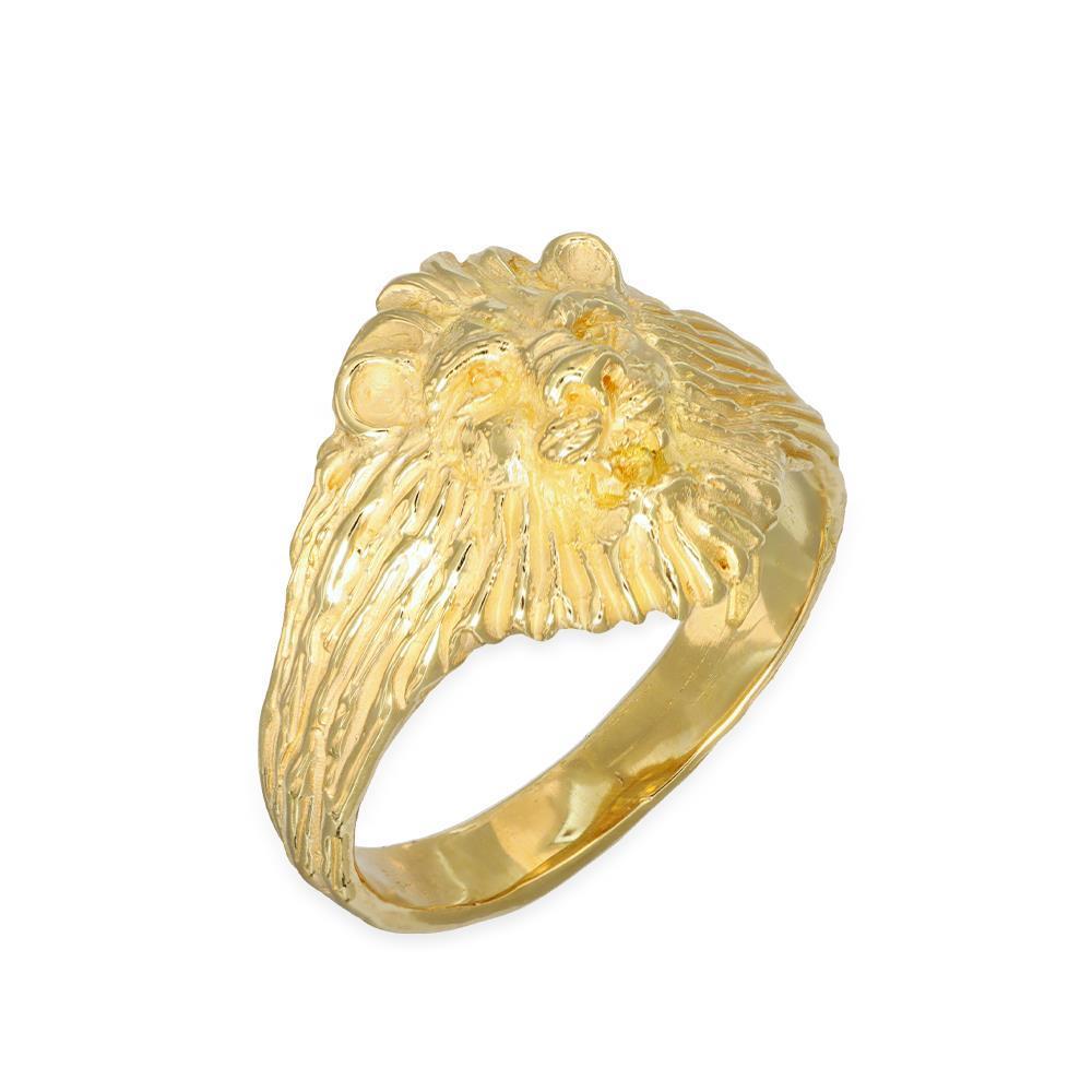 Anello Uomo Testa di Leone in Oro Giallo 18 Kt