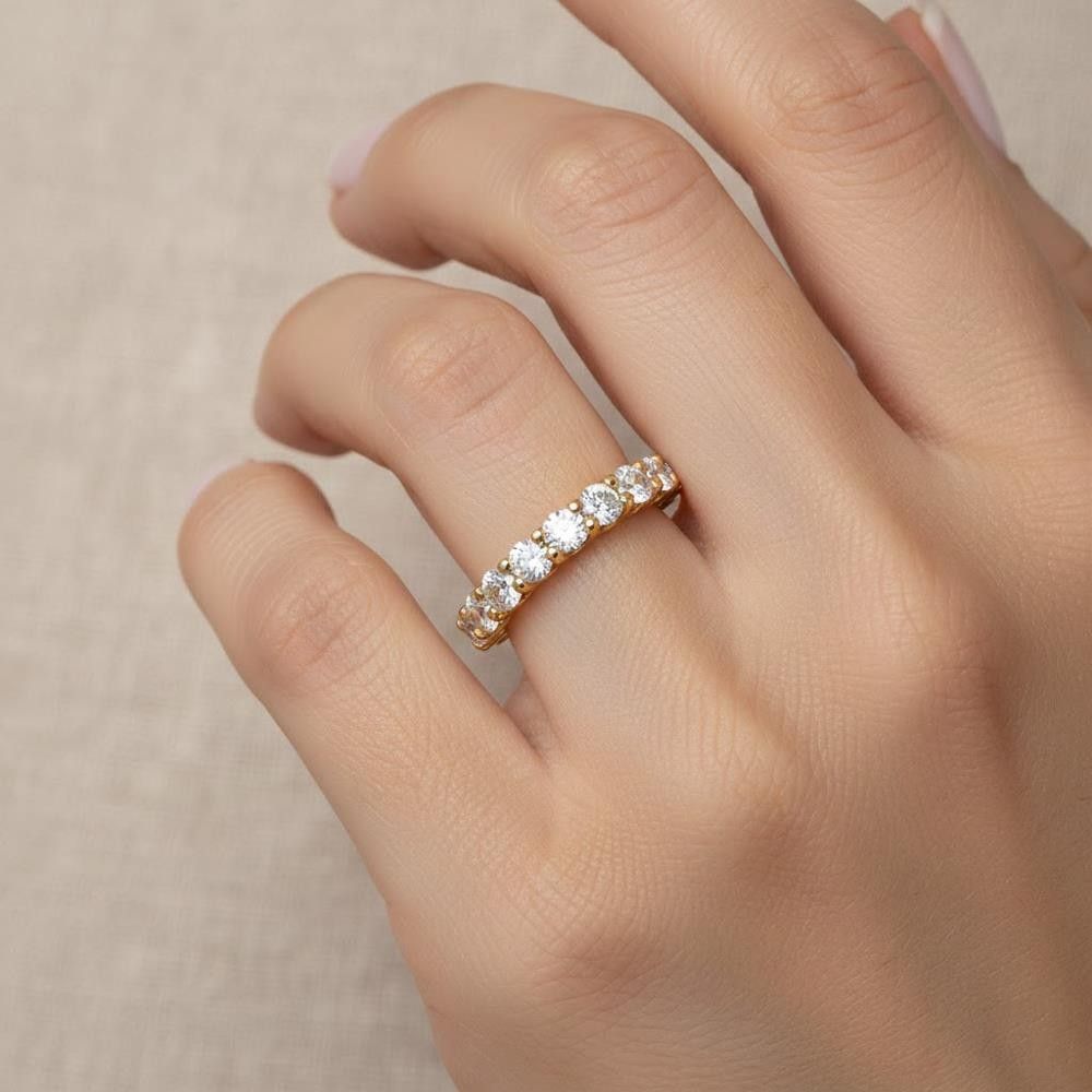 Anello Veretta a Giro in Oro Giallo 18 Kt e Diamanti