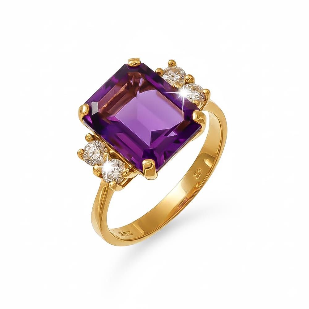 Anello Viola in Oro Giallo 18 Kt