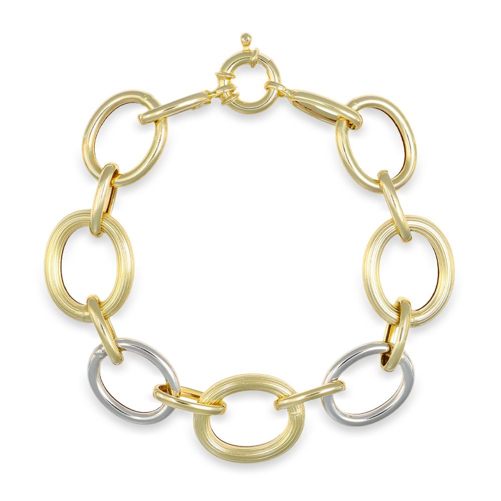 Bracciale a Catena in Oro Giallo e Bianco 18 Kt