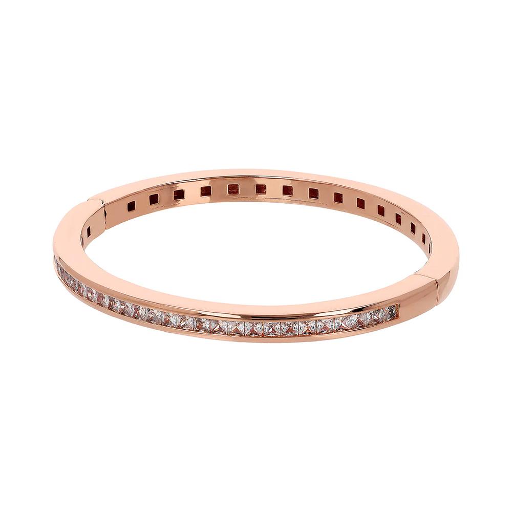 Bracciale Bronzallure Altissima Rigido con Cubic Zirconia Quadrate Taglio Princess