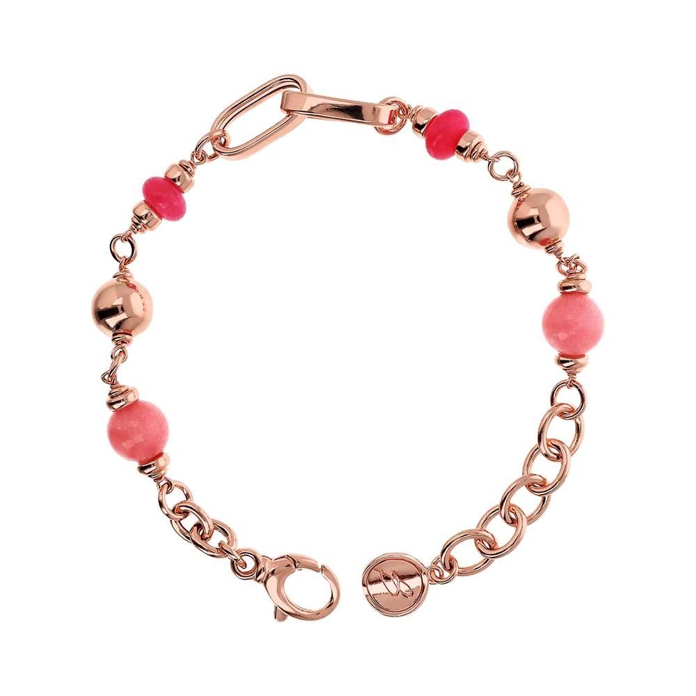 Bracciale Bronzallure Catena Rolo Maglie Ovali Sfere Pietre Naturali Quarziti