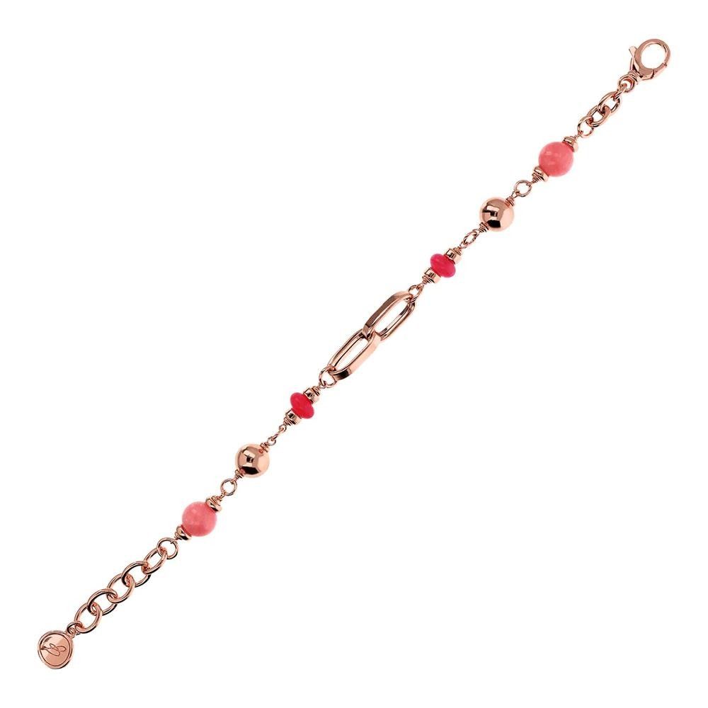 Bracciale Bronzallure Catena Rolo Maglie Ovali Sfere Pietre Naturali Quarziti