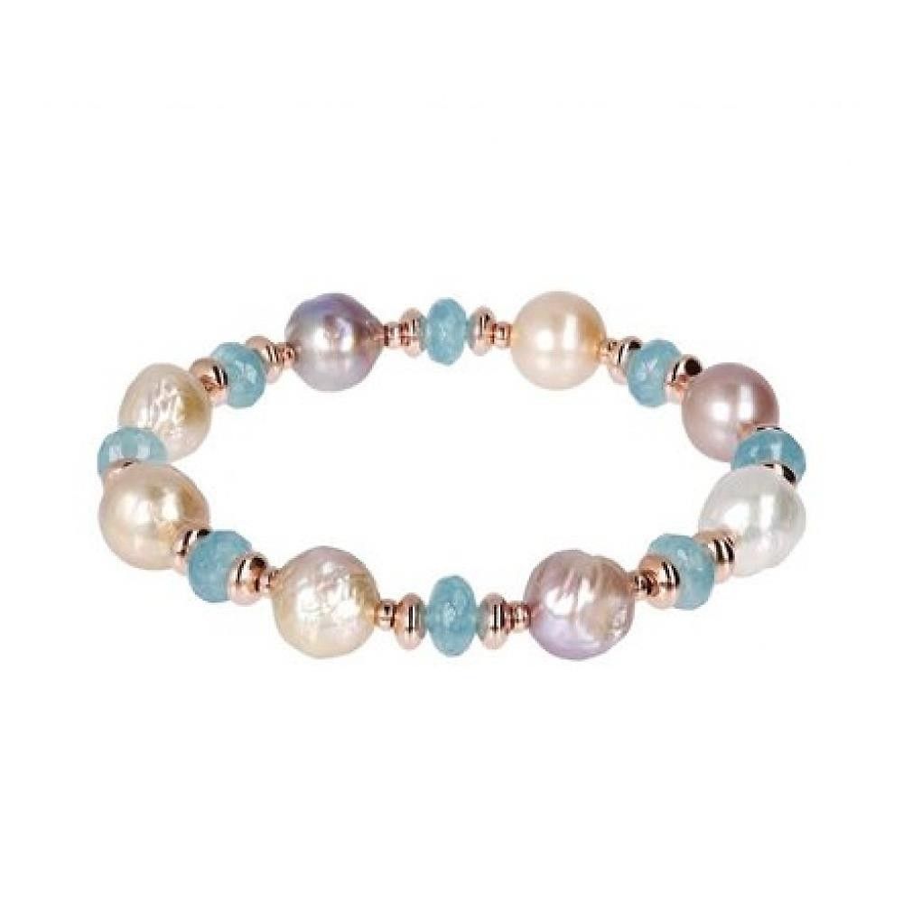 Bracciale Bronzallure con Quarzo Blue e Perle Naturali