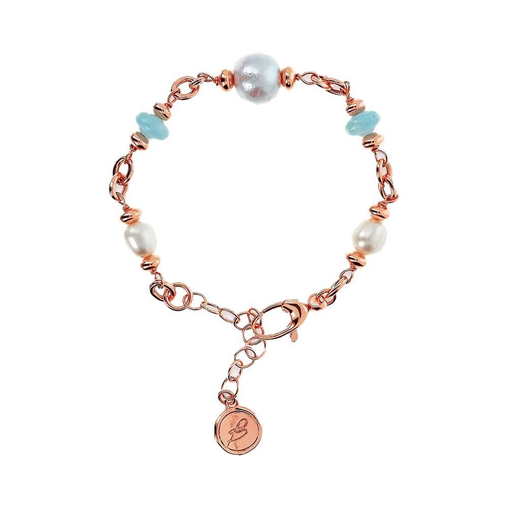 Bracciale Bronzallure con Rondelle in Pietra Naturale e Perle d