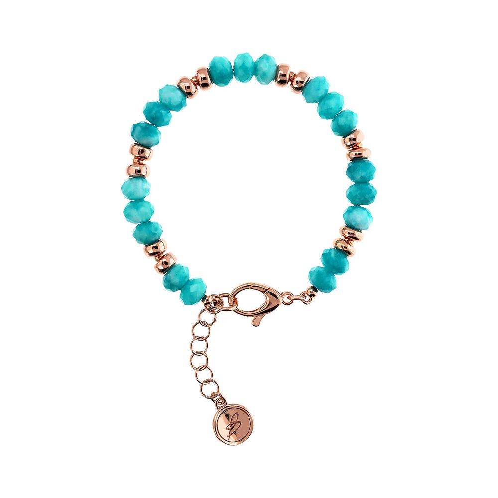 Bracciale Bronzallure Preziosa con Rondelle Golden Rosé e Pietre Naturali Sfaccettate