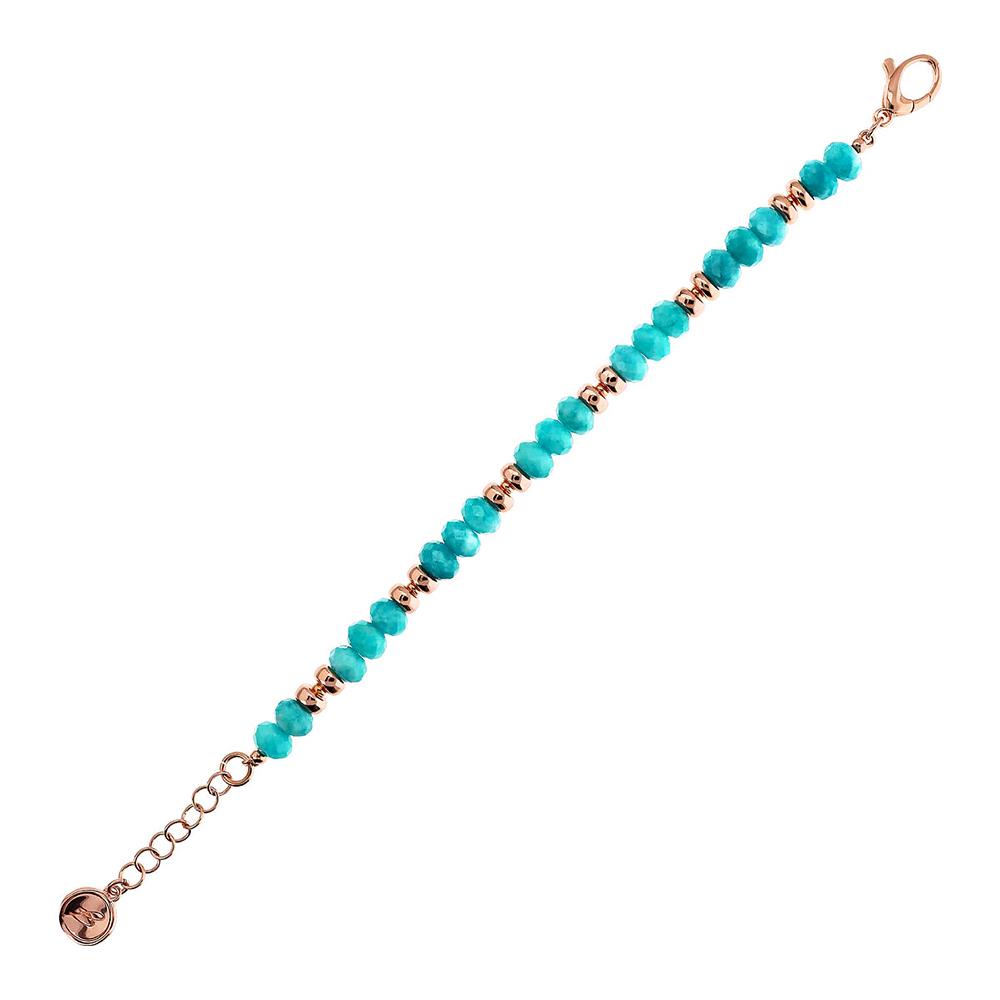 Bracciale Bronzallure Preziosa con Rondelle Golden Rosé e Pietre Naturali Sfaccettate