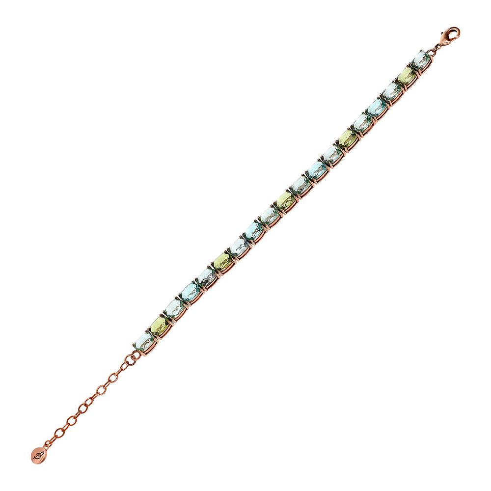 Bracciale Bronzallure Preziosa Tennis con Prisma Gem Verdi e Blu Taglio Mosaico