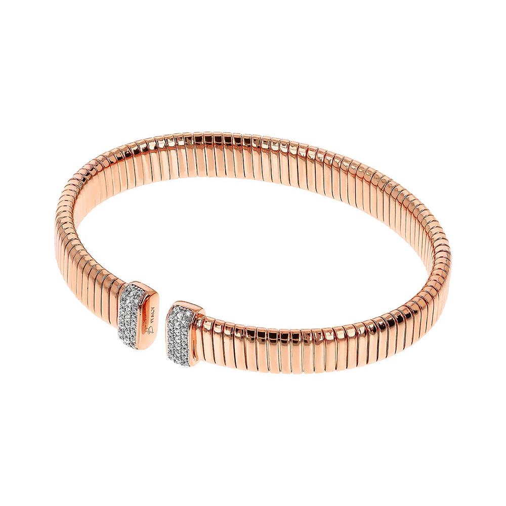 Bracciale Bronzallure Rigido Tubogas con Pavé di Cubic Zirconia