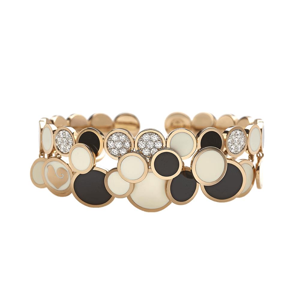 Bracciale Chantecler Paillettes Oro KT 18 Smalto Bianco e Nero