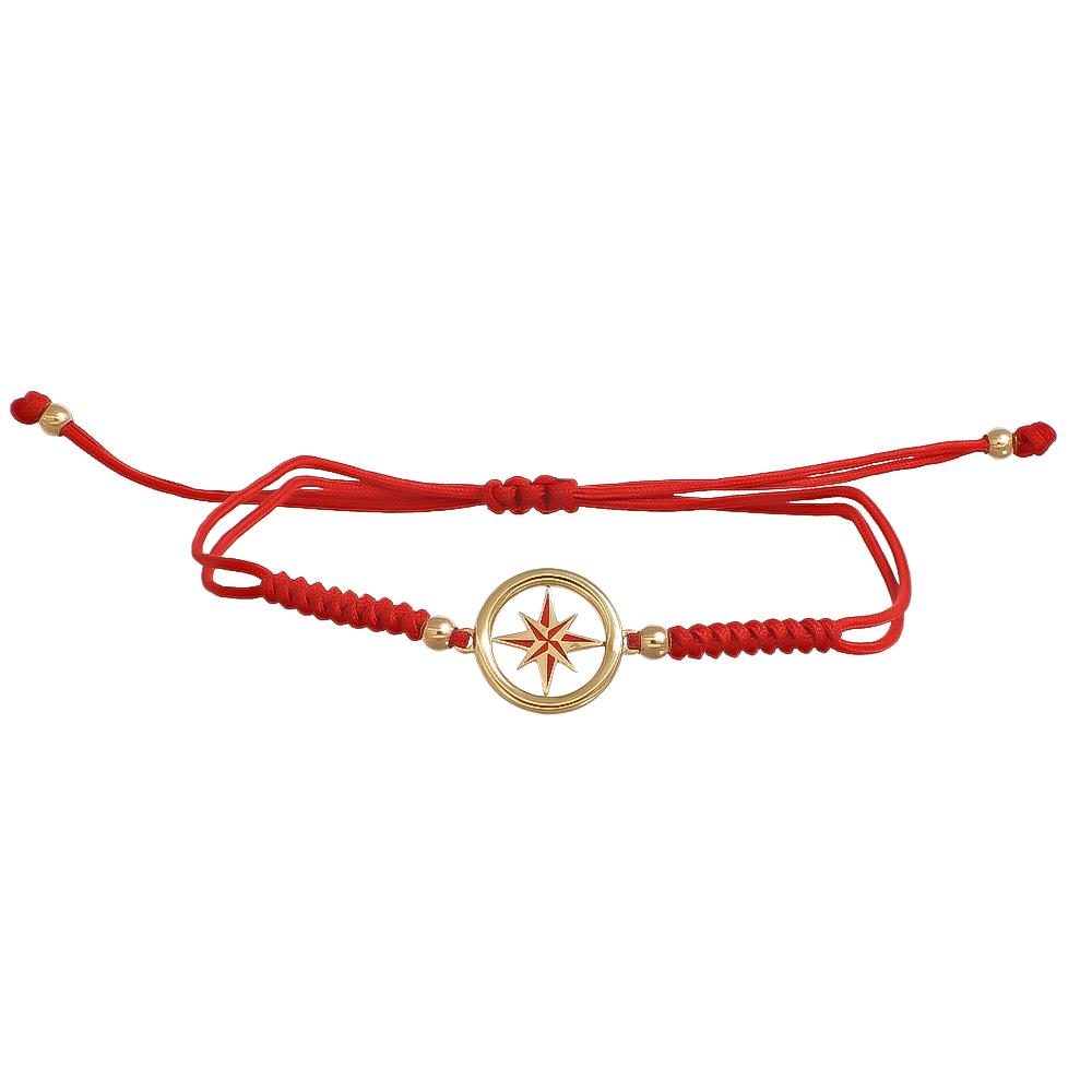 Bracciale con Cordino e Timone in Oro Giallo 18 Kt