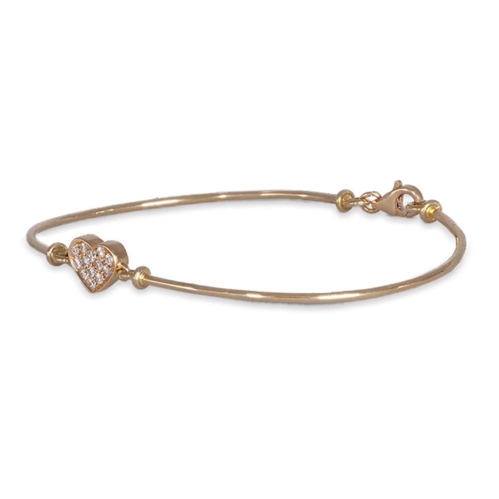 Bracciale con Cuore Pavè in Oro Rosa 18 Kt