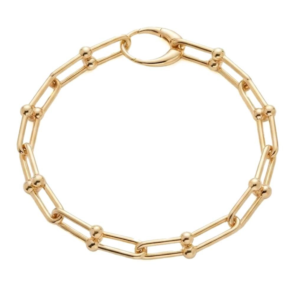 Bracciale con Maglie Allungate Piccole in Oro Giallo 18 Kt