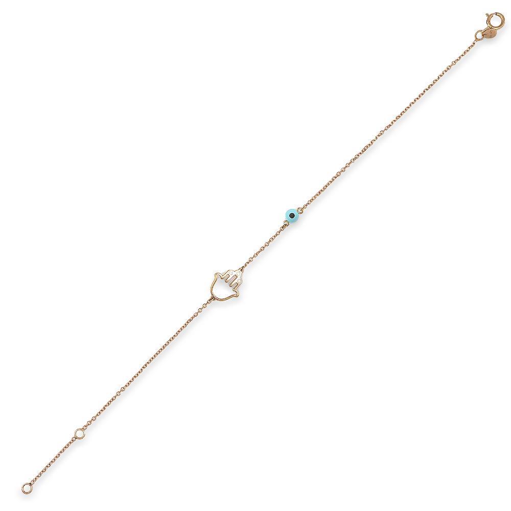 Bracciale con Mano di Fatima in Oro Rosa 18 Kt