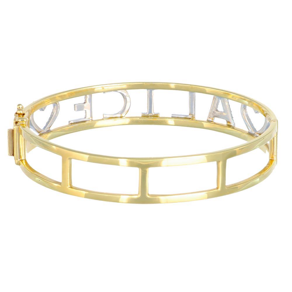 Bracciale con Nome Alice in Oro Giallo e Bianco 18 Kt e Diamanti