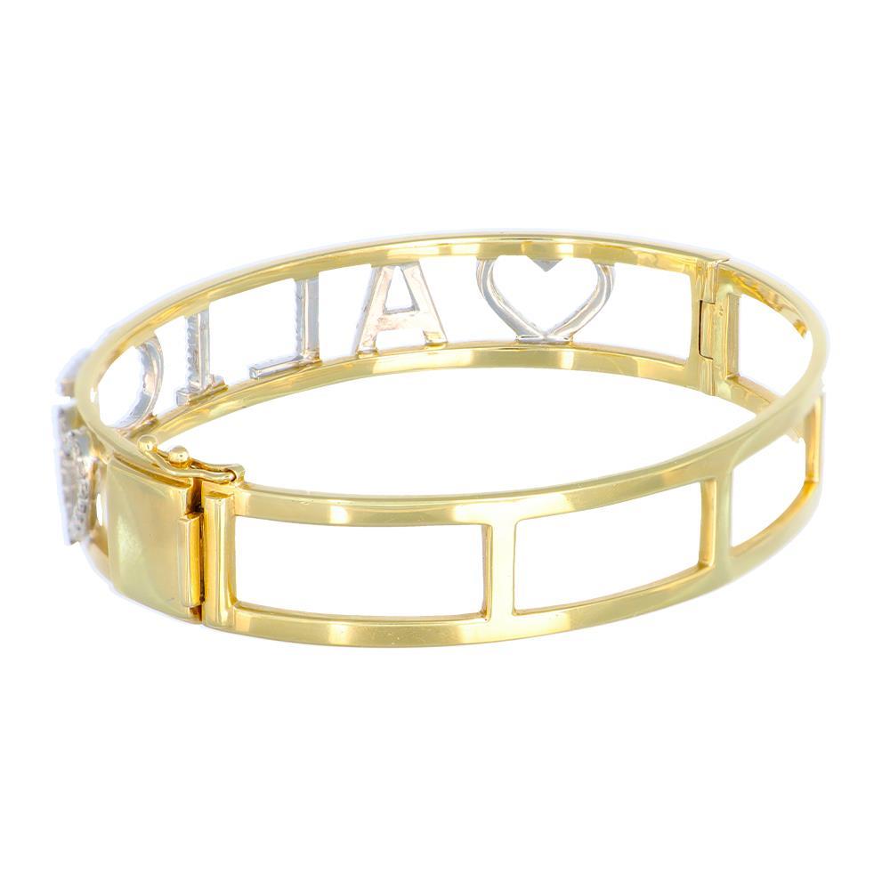 Bracciale con Nome Alice in Oro Giallo e Bianco 18 Kt e Diamanti