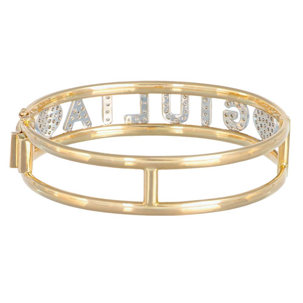 Bracciale con Nome Giulia in Oro Giallo 18 Kt e Diamanti