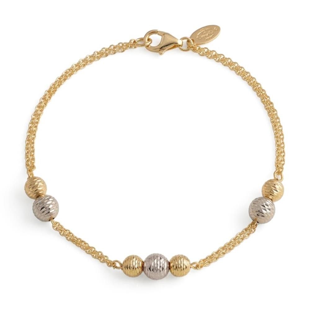 Bracciale con Palline in Oro Giallo e Bianco 18 Kt