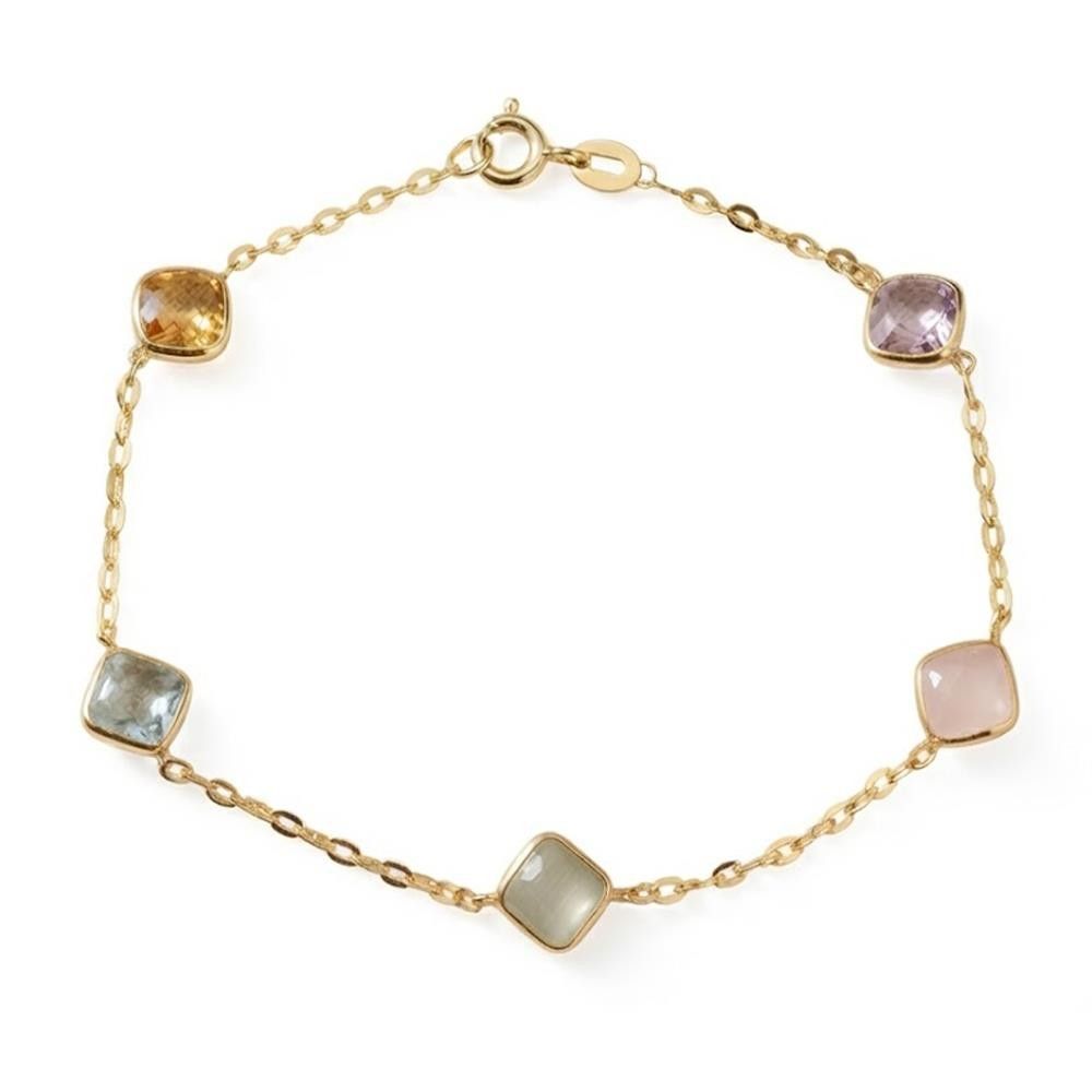 Bracciale con Pietre Idrotermali Multicolor in Oro Giallo 18 Kt